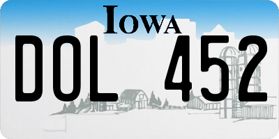 IA license plate DOL452