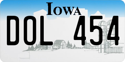 IA license plate DOL454