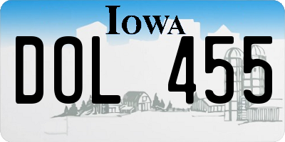 IA license plate DOL455