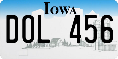 IA license plate DOL456
