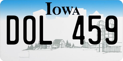 IA license plate DOL459