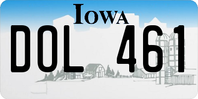 IA license plate DOL461
