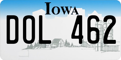 IA license plate DOL462