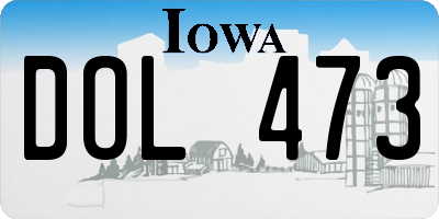 IA license plate DOL473