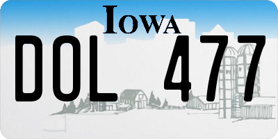 IA license plate DOL477