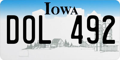 IA license plate DOL492