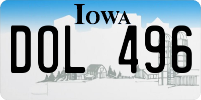 IA license plate DOL496
