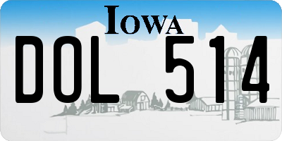 IA license plate DOL514