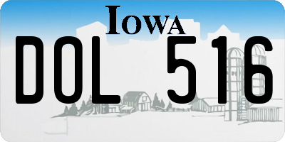 IA license plate DOL516
