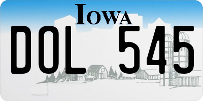 IA license plate DOL545