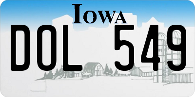 IA license plate DOL549