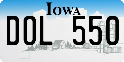 IA license plate DOL550