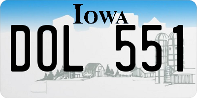 IA license plate DOL551