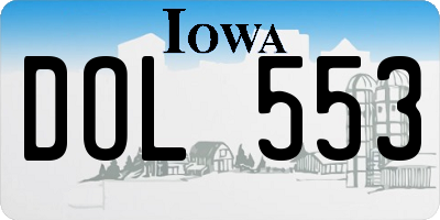 IA license plate DOL553