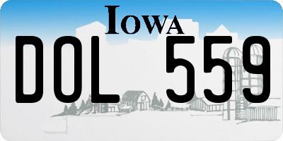 IA license plate DOL559