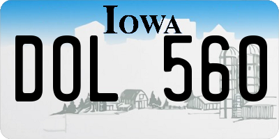 IA license plate DOL560