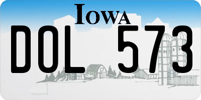 IA license plate DOL573