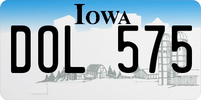 IA license plate DOL575