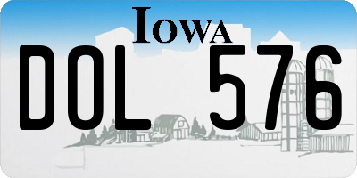 IA license plate DOL576