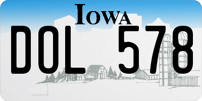 IA license plate DOL578