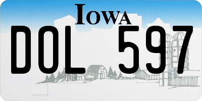IA license plate DOL597