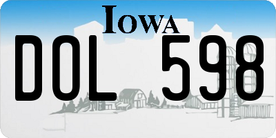 IA license plate DOL598