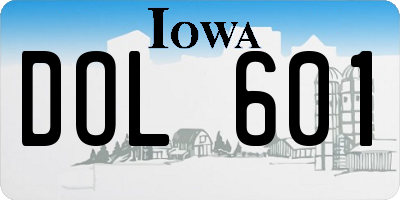 IA license plate DOL601