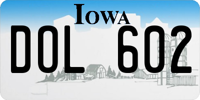 IA license plate DOL602