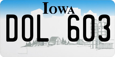 IA license plate DOL603