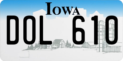 IA license plate DOL610