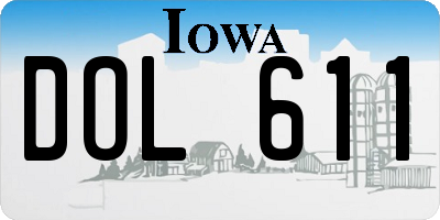 IA license plate DOL611