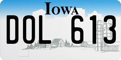 IA license plate DOL613