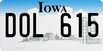 IA license plate DOL615