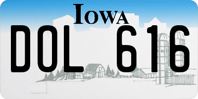 IA license plate DOL616