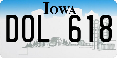 IA license plate DOL618