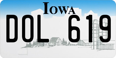IA license plate DOL619