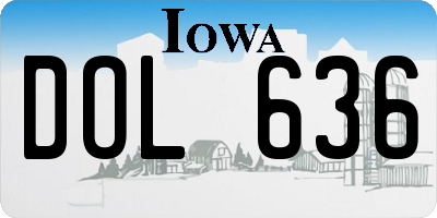 IA license plate DOL636