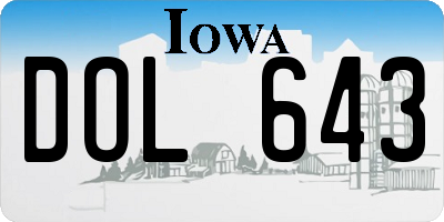 IA license plate DOL643