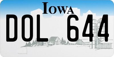 IA license plate DOL644