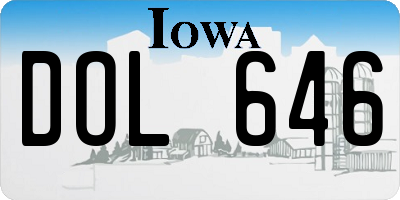 IA license plate DOL646