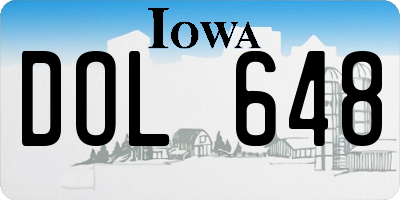 IA license plate DOL648