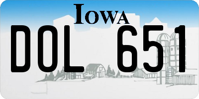 IA license plate DOL651
