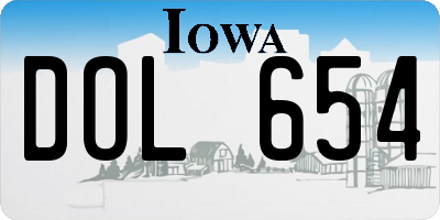 IA license plate DOL654