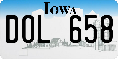 IA license plate DOL658