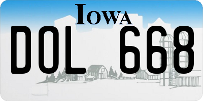 IA license plate DOL668