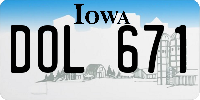 IA license plate DOL671