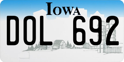 IA license plate DOL692
