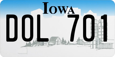 IA license plate DOL701