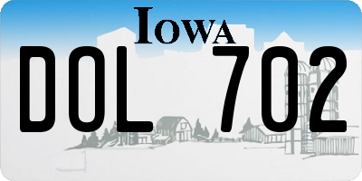 IA license plate DOL702