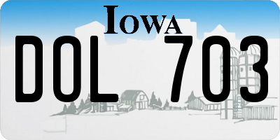 IA license plate DOL703